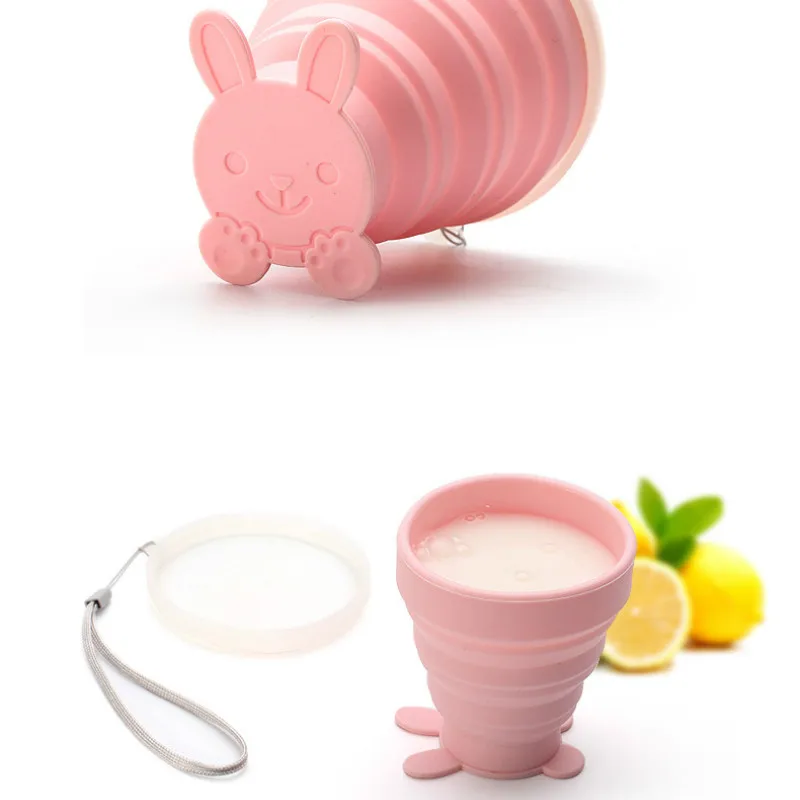 Newest Silicone Folding Bottle Cartoon Telescopic Compression Cup Cute Drinking Cup Portable Outdoor Travel Cup