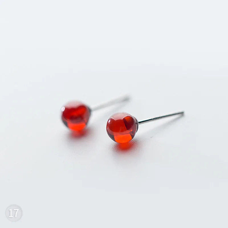13 Red ball Рождество 925 пробы серебряные рождественские серьги шар снежинка Санта Клаус рождественские гвоздики дерево серьги для женщин девочек подарок - Окраска металла: 13 Red ball