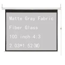 Thinyou Matte Gray Fabric Fiber Glass 100 inch 4:3 Cinema Motorized 3D Projector Electric Screen Wall Ceiling Mount With Remote