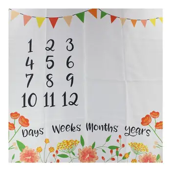 

Newborn Baby Milestone Number Flower Pattern Mat Blanket Photography Background Backdrop Cloth