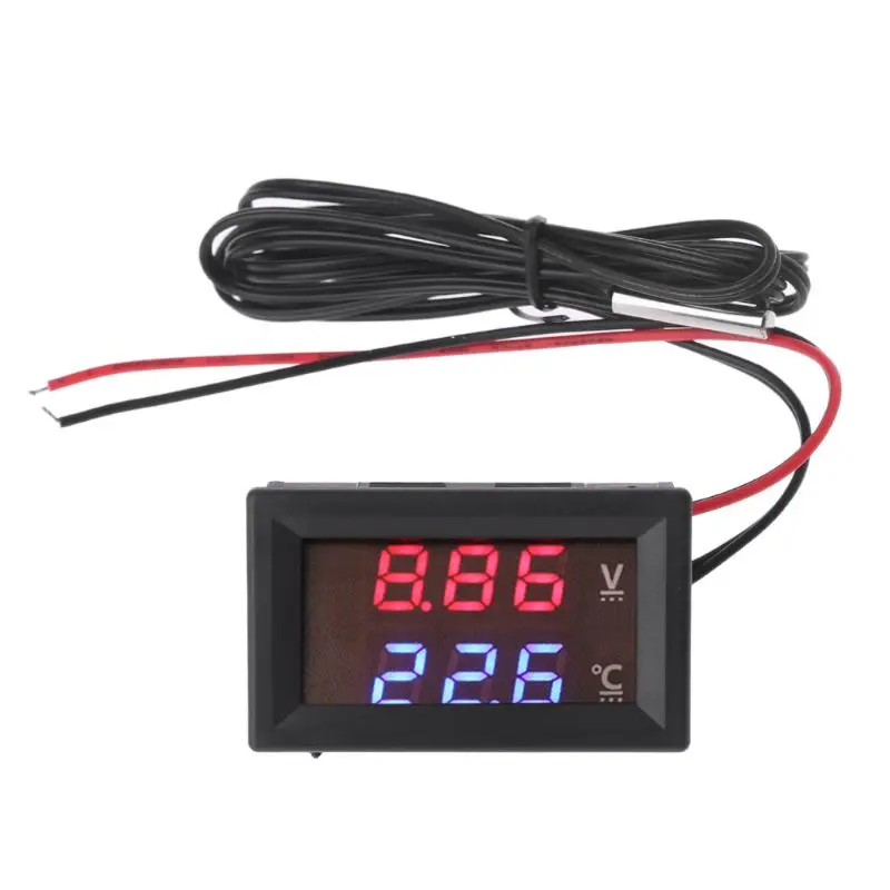 

12V/24V LED Display Car Voltage & Water Temperature Gauge Voltmeter Thermometer