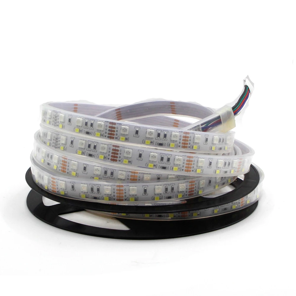 5 м Двухрядные 600 светодиодные полосы света 5050 RGB+ 2835 белый/теплый белый 12 в 120 светодиодный/м светодиодный гибкая лента лампа RGBW