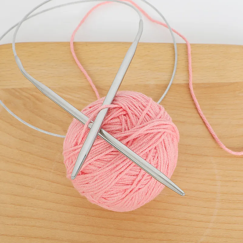 11Sizes Stainless Steel Circular Knitting Needles Kit Yarn Weave DIY Knitting Needles Hooks Set with Bag 43cm 65cm 80cm Length knitting needles knitting supplies knitting material knitting craft supplies