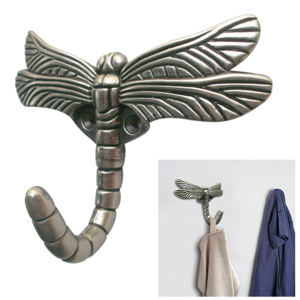 Держатель для полотенец из цинкового сплава в стиле стрекозы, для гостиной, в деревенском стиле, для двери, для ванной комнаты, настенный крючок, домашний декор, универсальный