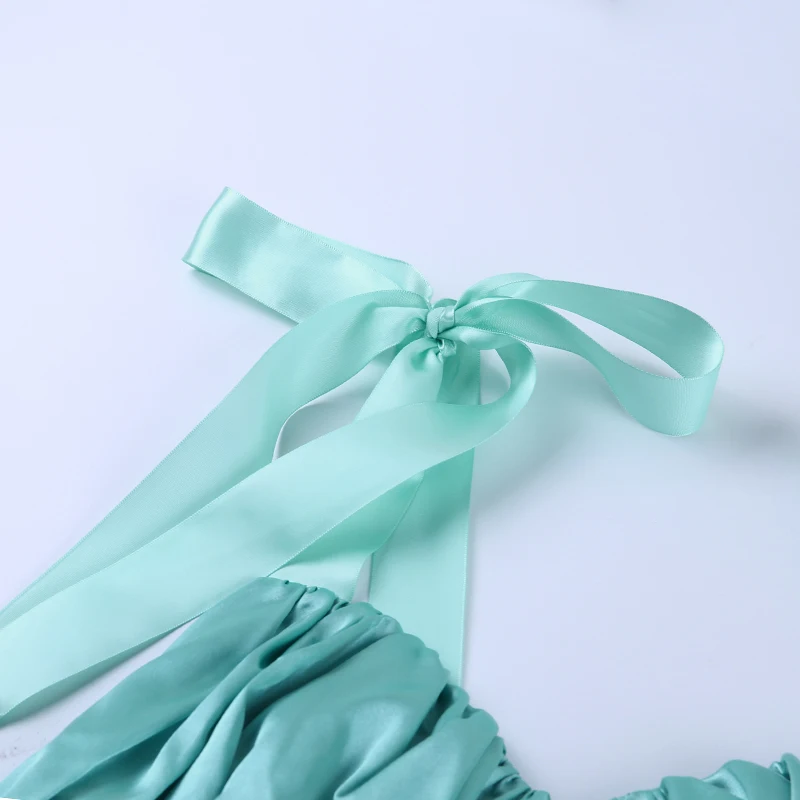 Атласные вечерние платья WannaThis с бантом на бретельках, с вырезом лодочкой, с открытыми плечами, без рукавов, с рюшами, голубое однотонное, отражающее шелковое сексуальное мини-платье