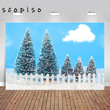 

Scopiso Christmas Fence Pine Gift Sunlight New Born Photography Backdrop Xmas Party Decoration Background Photo Studio Prop