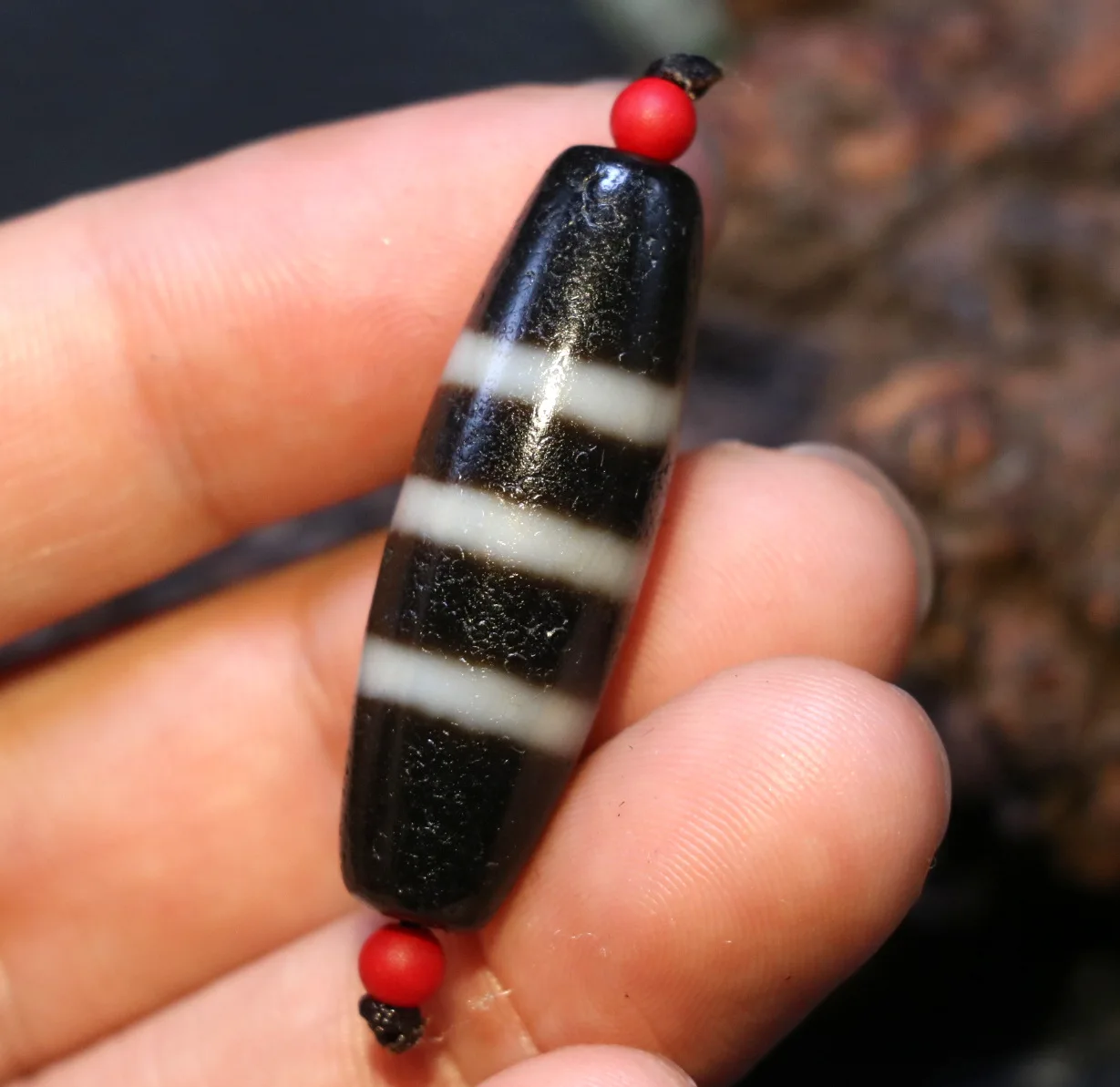 Мощность Тибетский старый жирной Агат патиной 3 линии целитель медицины бусины