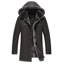 Кожаная мужская куртка, стрижка овец, натуральный мех, теплое зимнее пальто с капюшоном, мужская кожаная куртка, Chaqueta Cuero Hombre 67303 YY687