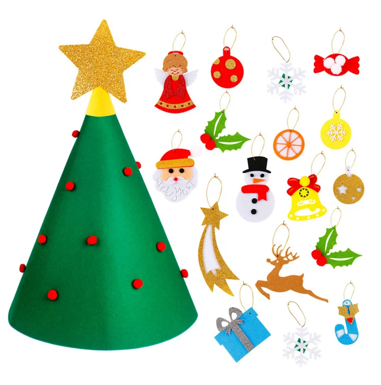 QIFU 3D DIY Felt Christmas Tree Christmas Decor for Home Artificial Christmas Tree Xmas Gifts New Year Navidad Natal