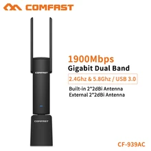 COMFAST USB Wifi адаптер 1900 Мбит/с 2,4 ГГц и 5,8 ГГц двухдиапазонный wifi ключ Plug And Play AC сетевая карта Wi-Fi антенна с USB CF-939AC
