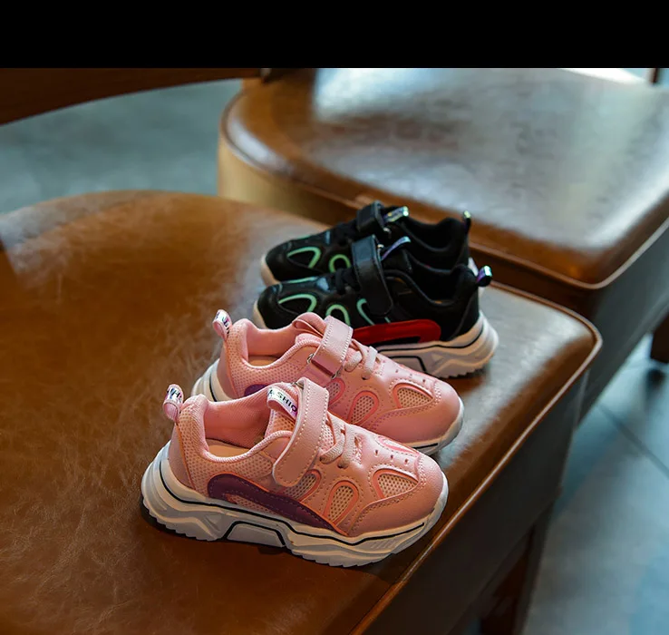 Bakkotie Kids Autumn New Running Shoes Children Boys Mesh Breathable Black Sneakers Girls Fashion Pink Casual Sports Shoes