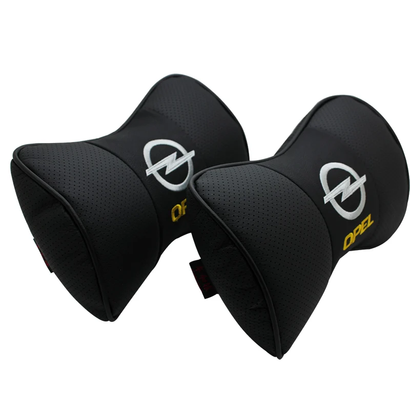 

pair of Car leather headrest art car neck pillow for OPEL Corsa Insignia Astra Antara Meriva Zafira accessories Car Styling Auto