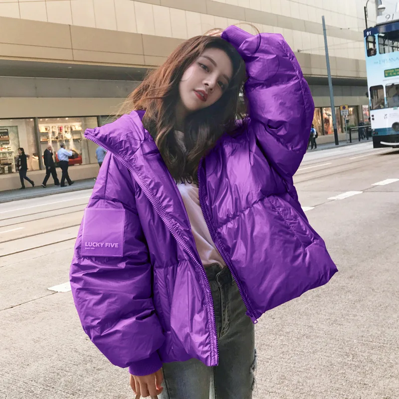 

2020 Winter Women's Down Jacket Casual Loose High collar Short Down Jacket Cotton-padded Clothes Winter Ladies White Duck Down