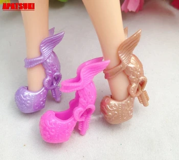 

3pairs/lot Mix Colors Wing Design Doll Shoes High Heel Shoes For Monster High Dolls Sandals For Monster Dolls Accessories Kids