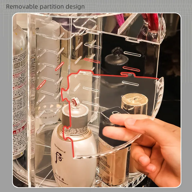 Forgó Smink Szervező Tároló Doboz Állítható Kozmetikai Sminkkefe Tartó Nagy Kapacitású Fürdőszoba Tárolás - Image 5