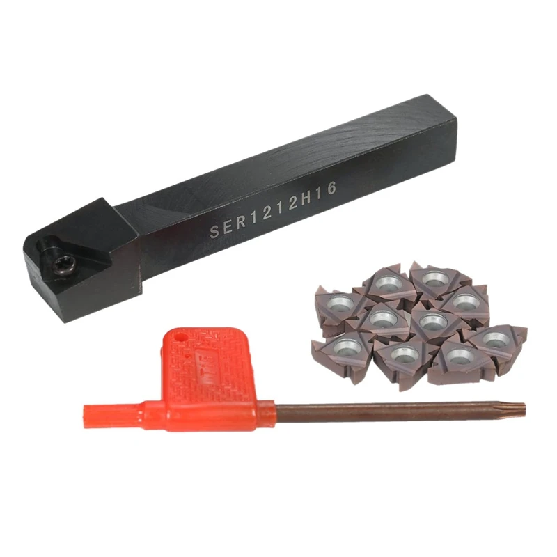 

1Pc Ser1212H16 Cnc Boring Bar Holder +10Pcs 16Er Ag60 Turning Inserts With Wrench For Lathe Turning Tool Set