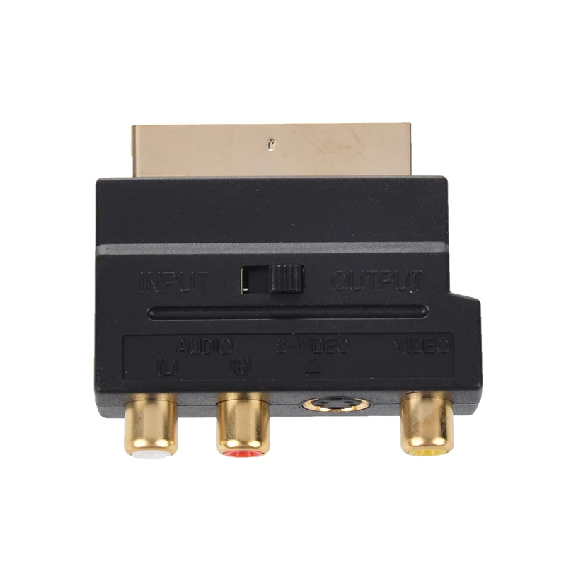 Black 1 шт. RGB Scart адаптер для композитного RCA+ S-Video AV tv аудио адаптер для видео DVD рекордер ТВ телевизионный проектор вход/выход - Color: Black