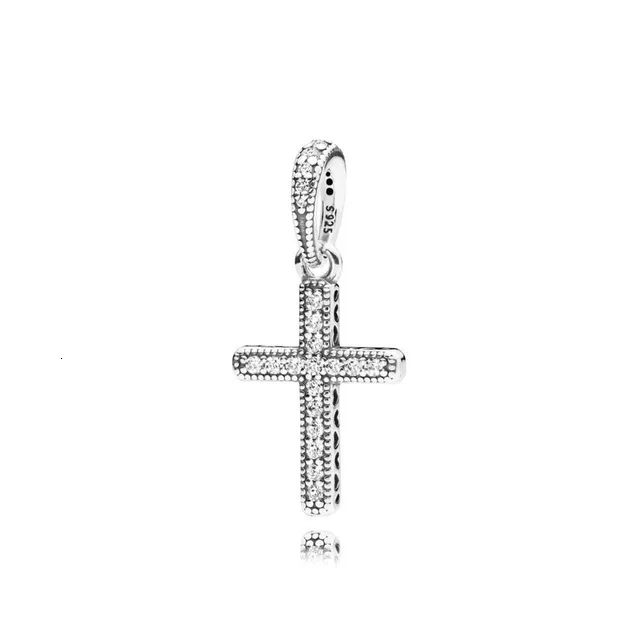 White silver sterling 1:1 397571cz classic cross original female pendant fashion free freight jewelry - Цвет: White