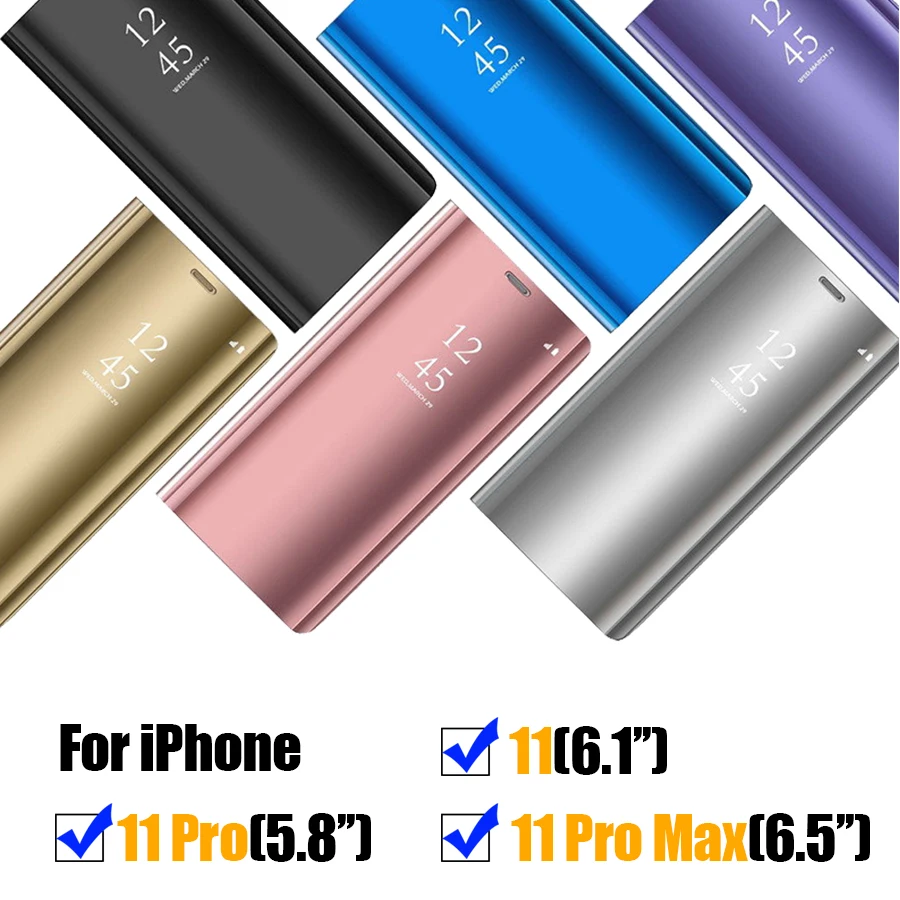 Чехол Alxun для Apple iPhone 11 Pro Max, роскошный зеркальный флип-чехол, кожаный чехол с подставкой, умный вид, задняя крышка для iPhone 11 Pro, чехол