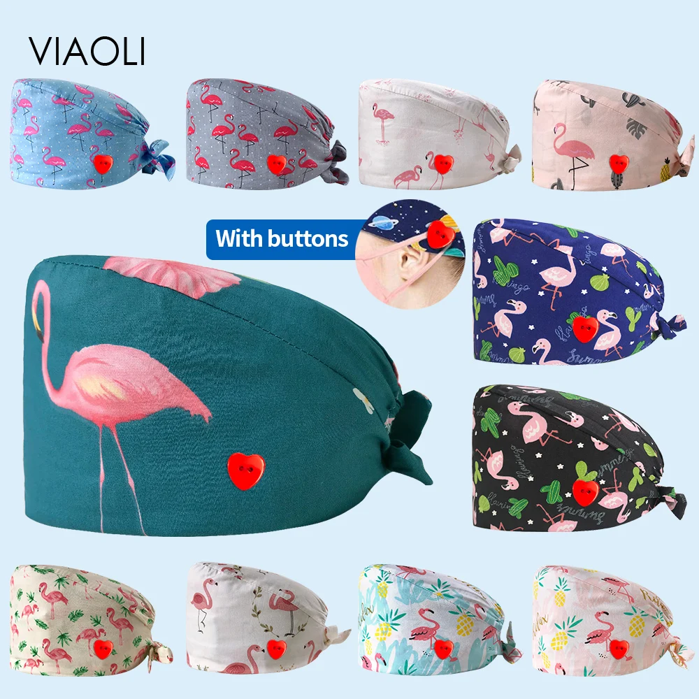 

Шапочка для медсестры, с фламинго, регулируемая