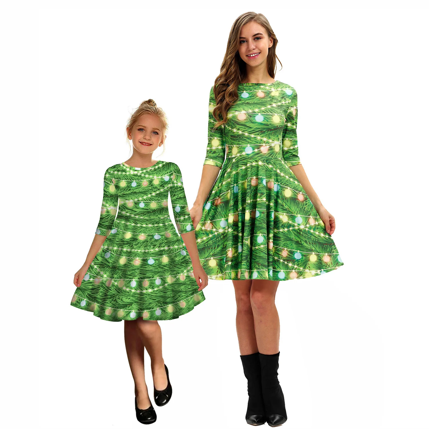Рождественское платье в клетку; одежда для мамы и дочки; платья для мамы и ребенка; одинаковые комплекты для семьи - Цвет: MDM-G