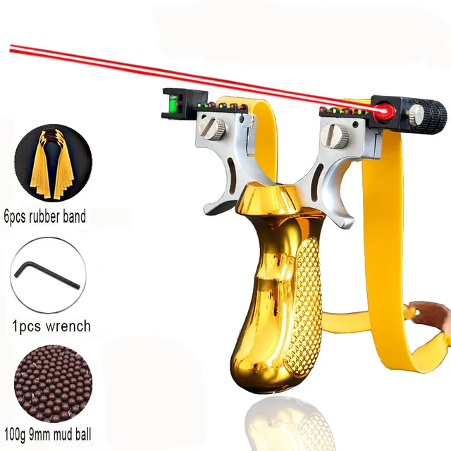 US $9.05 2019 New High Precision Outdoor Hunting Slingshot Laser Aiming Slingshot with Flat Rubber Band Outd