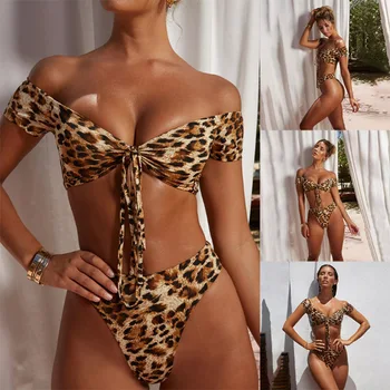 

2019 women's split swimsuit bikini leopard print bikini