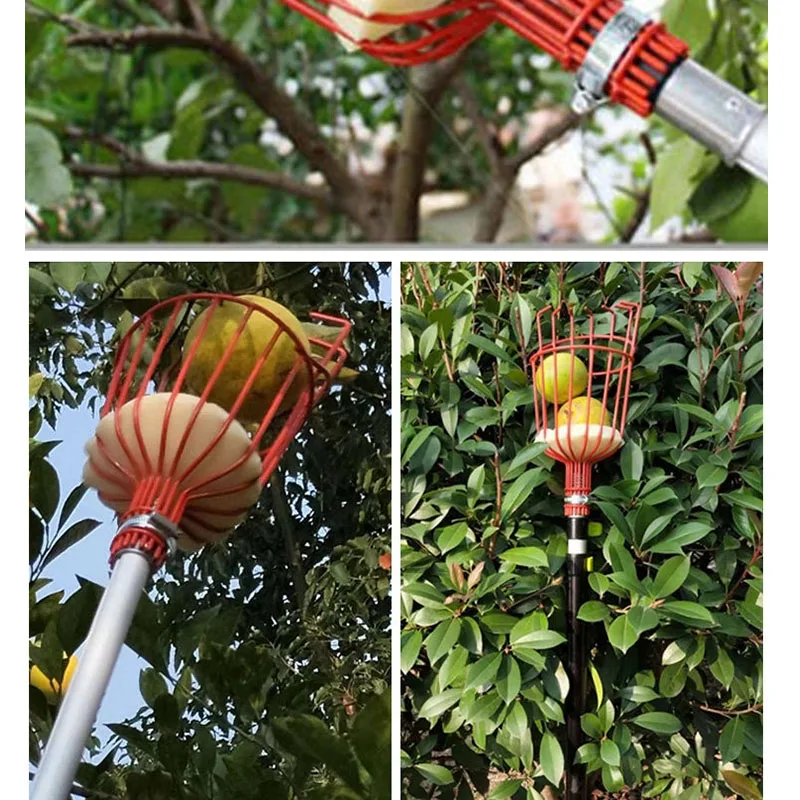Free Shipping Aluminum Deep Basket Fruit picker Convenient Horticultural Fruit Picker Gardening Peach Picking Tools