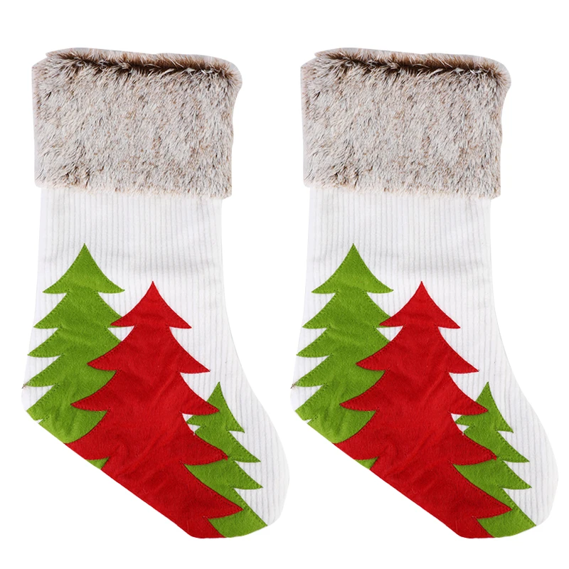 Christmas Stocking Socks Gift Bags Holder Personalize Pet Dog Cat Paw Xmas Tree Hanging Pendant New Year Decorations For Home - Цвет: 2PCS-P 45x20x27cm