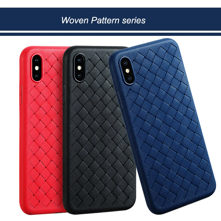 

Woven Pattern soft case for iphone 6 6S plus 3 pure color Back cover for iPhone 7 7S Plus X XS Max XR Case