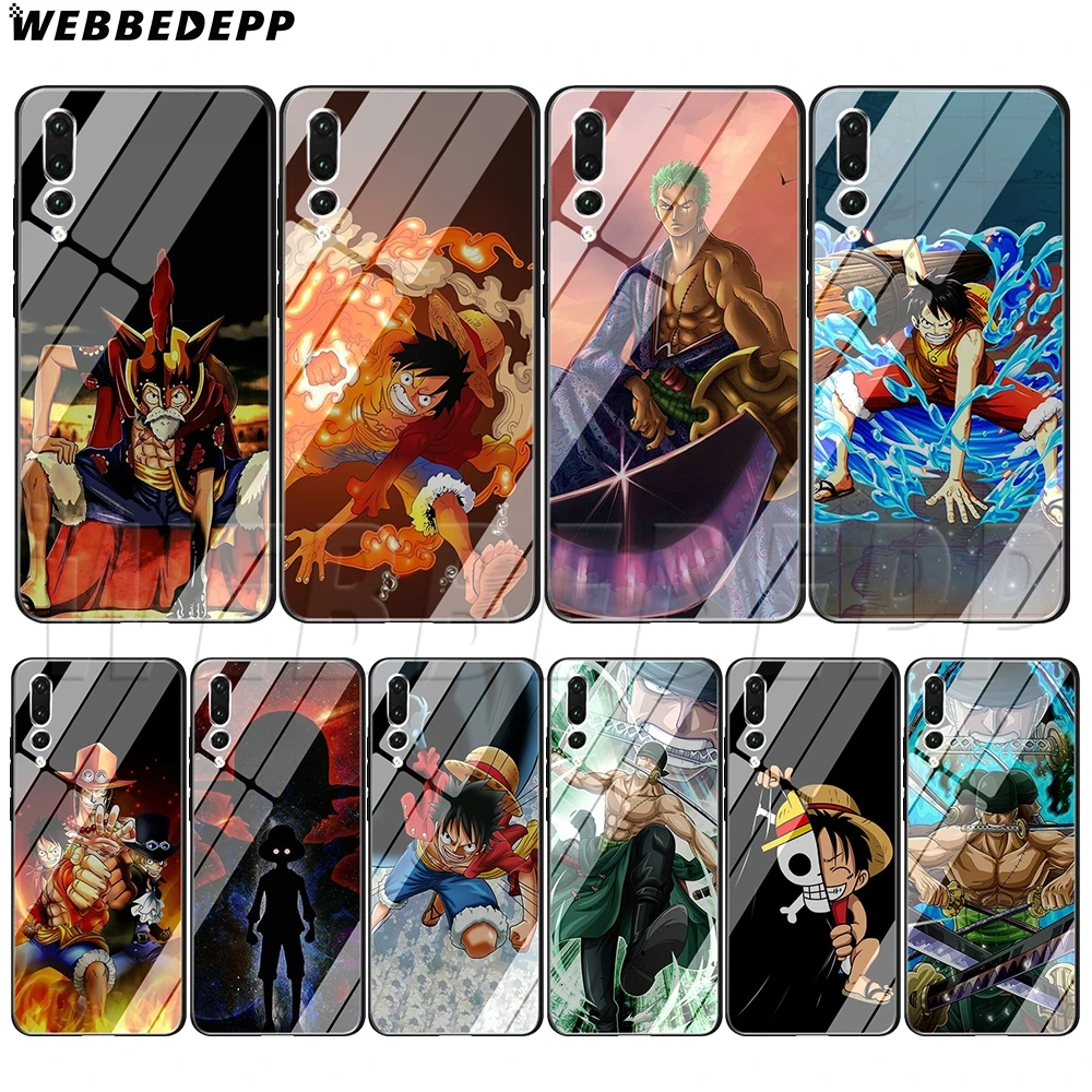 

WEBBEDEPP Anime One Piece zoro Tempered glass TPU Case for Huawei Mate 20 P10 P20 P30 Y6 Y9 P smart lite Pro