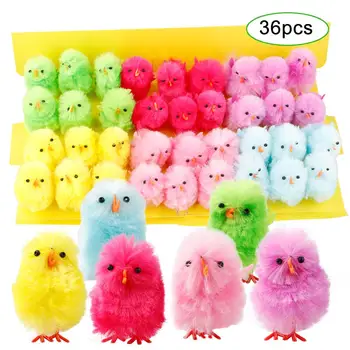 

12/36/60pcs Simulation Easter Chick Yellow Mini Lovely Artificial Home Decoration Toys Plush Chicken Easter gift for Children