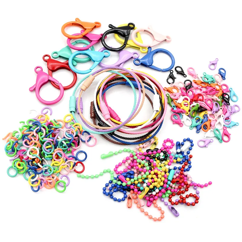 Nueva moda Multi-colores Aleación mixta Anillos abiertos Broche de langosta Ganchos Cadenas de bolas DIY Fabricación de joyas Suministros Suministros