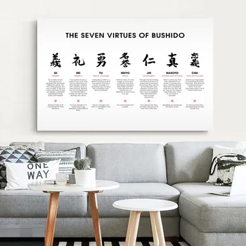 

Japanese The 7 Virtues of Bushid Dojo Kun horizanta Art Poster Canvas Painting Print Wall Art Decor Dropshipping