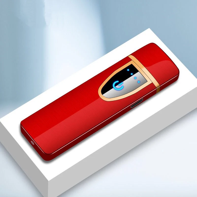 Red Brushed Бизнес Стиль Зарядка электрическая электронная USB Зажигалка плазменная зажигалка подарок для курения сигаретные инструменты перезаряжаемая - Цвет: Red Brushed