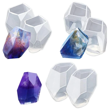 

Large Multi-Faceted Gem Stone Resin Epoxy Mold For Jewelry, Soap Making, Cabochon Gemstone Crafting Projects 6-Pack