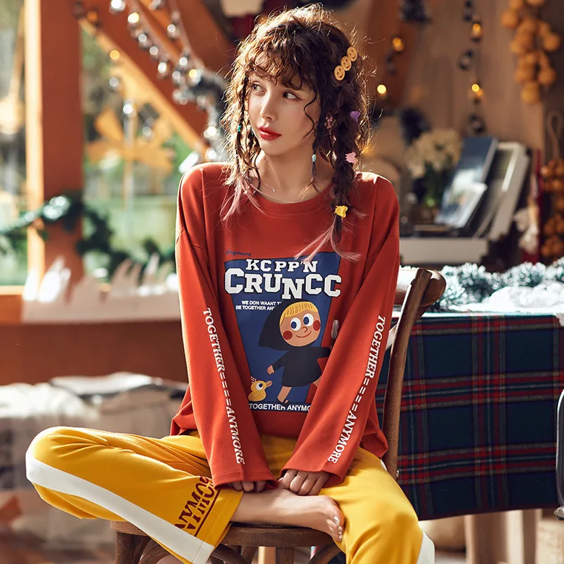 

Pajamas Female Spring Autumn And Winter Pure Cotton Long Sleeve Thin Korean-style Loose-Fit Sweet Cute Summer Days Cotton Homewe