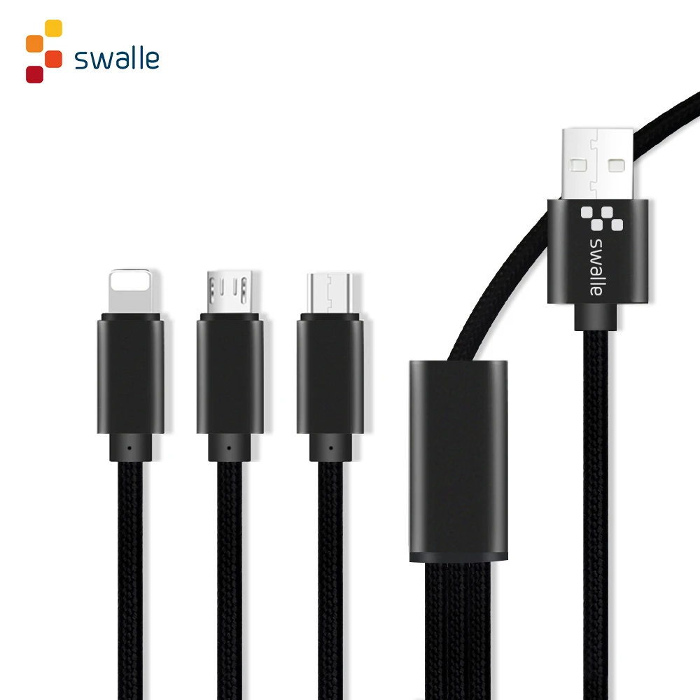 Swalle 3 в 1 быстрая зарядка Micro USB кабель 2A USB синхронизация данных зарядное устройство usb-адаптер, кабель type C кабель для мобильного телефона Android