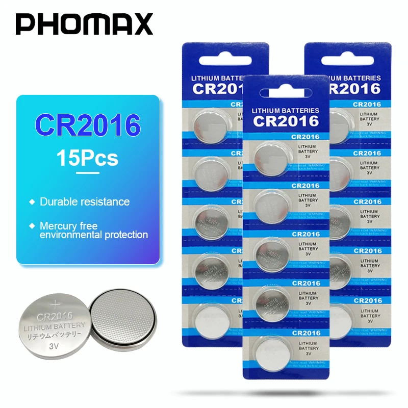 PHOMAX CR2016 15 шт./упак. 3В часы игрушка LM2016 BR2016 DL2016 литиевая батарея CR часы цифровая камера с дистанционным управлением и функцией батареи