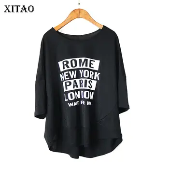 

XITAO Irregular Print Letter T Shirt Fashion New Women Small Fresh Pullover Small Fresh Casual Style 2020 Spring Tee DMY4314