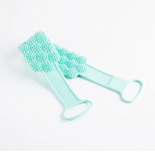 Green Bath Brush Exfoliating Back Scrubber Massager Silicone Pull Ring Shower Back Scrub Sponge Household Bathroom Scrubbers - Цвет: Green