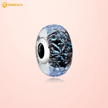 

Danturn 925 Sterling Silver Bead Wavy Dark Blue Murano Glass Ocean Charm Fit Original European Bracelet For Women Jewelry Making