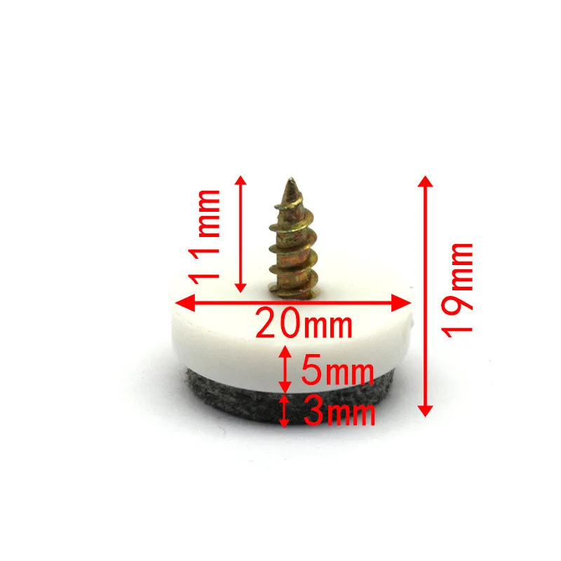 white 20mm 20 шт скользящие Нескользящие плитки войлочные протекторы для ногтей Новое поступление высокое качество 4 Размер стол стул ноги Нескользящие войлочные накладки для ногтей - Цвет: white 20mm