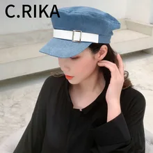 Модная шляпа в стиле милитари осенне-зимняя Матросская шляпа для женщин Черная пряжка ремня синий плоский Топ берет восьмиугольная кепка Женская темно-синяя кепка