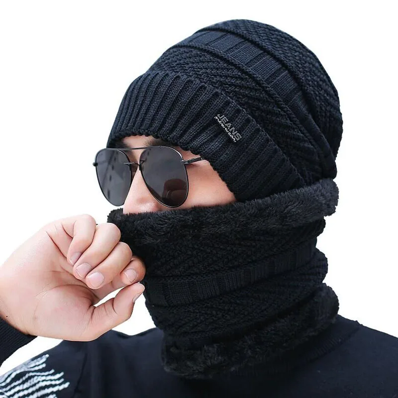Зимние шапки Теплые Лыжные шапки шарф шапка вязанные шапки маска Gorras Теплые Мешковатые шапки для мужчин и женщин Skullies Beanie шапки