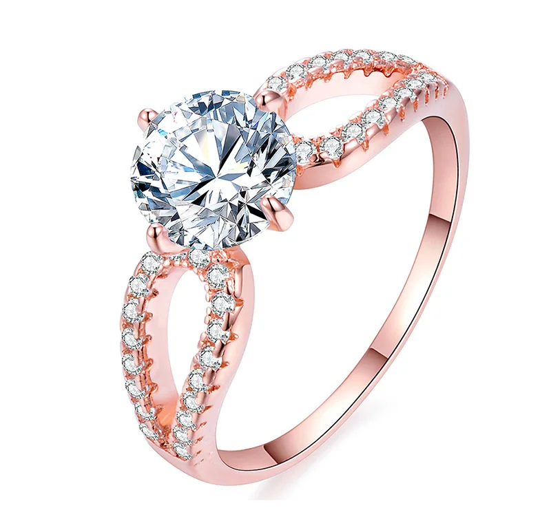 USTAR 1.25ct круглая огранка AAA CZ обручальные кольца для женщин x-образные Золотые/серебряные женские кольца для помолвки Новинка ювелирные изделия Прямая поставка