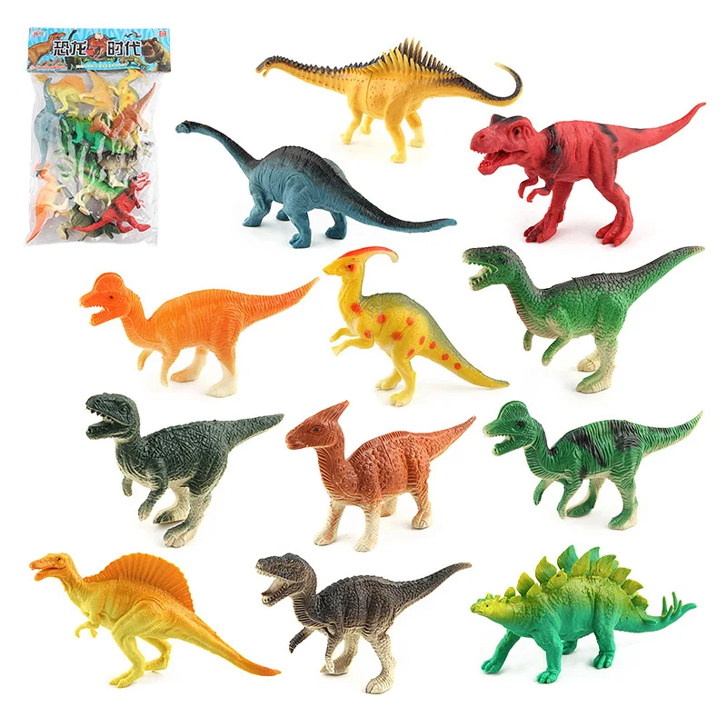 

Cross Border 4-Inch Dinosaur Era 12 Pieces Dinosaur World Plastic Hollow Garage Kit Model Ornaments Toy