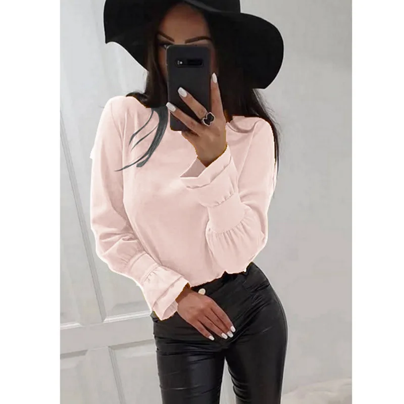 Женская осенне зимняя новая свободная рубашка с длинным рукавом модный