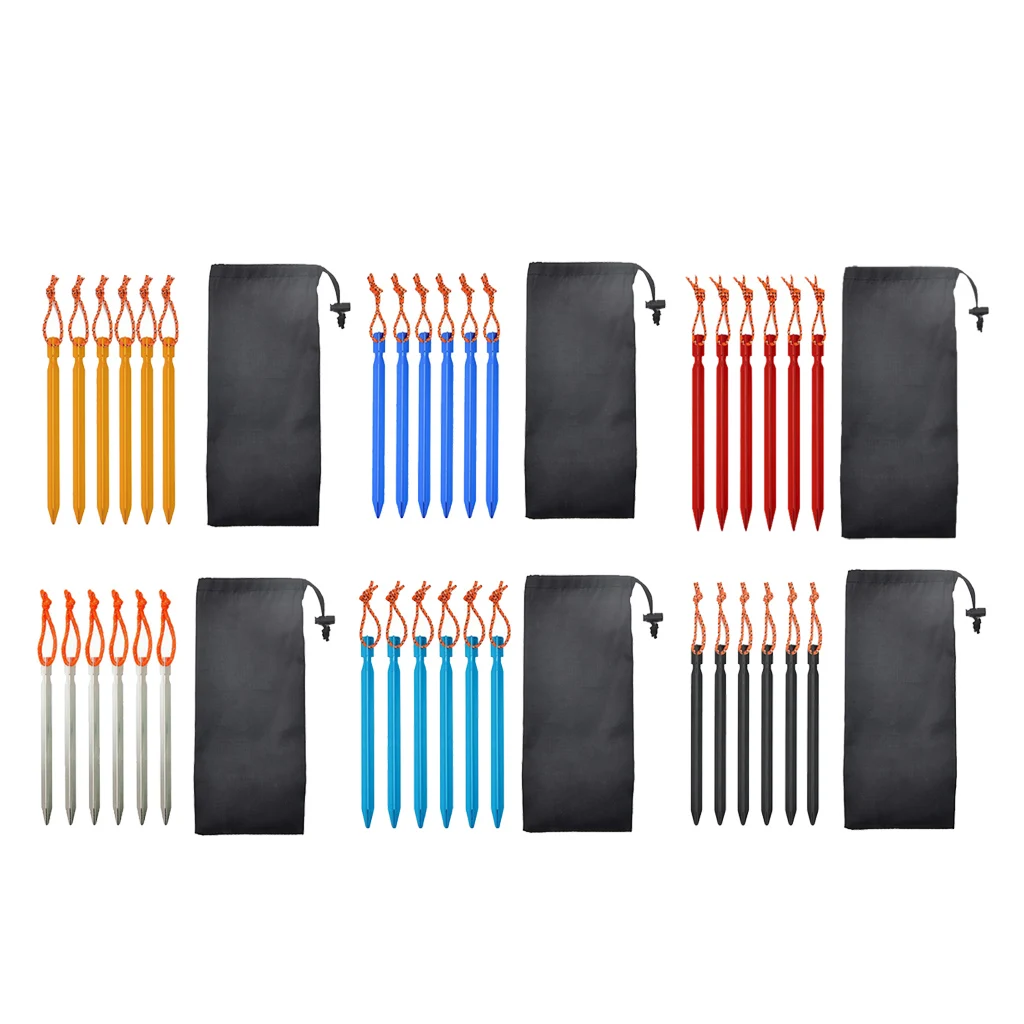 6 Pack Aluminium Tent Stakes Pegs 7’’ Ground Nail Spikes Non-Rust Garden Camping Family Up Canopy | Спорт и развлечения