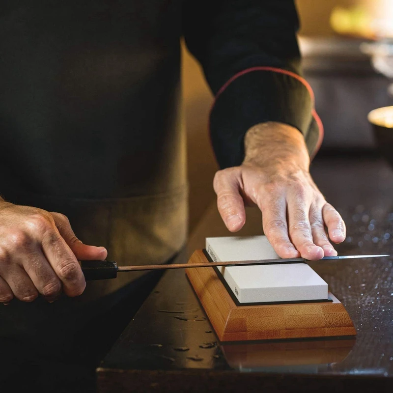 

Premium Extra Large Sharpening Stone Set- Whetstone Knife Sharpener- Grits 400/1000/6000 Waterstone & Flattening Stone- Kitchen